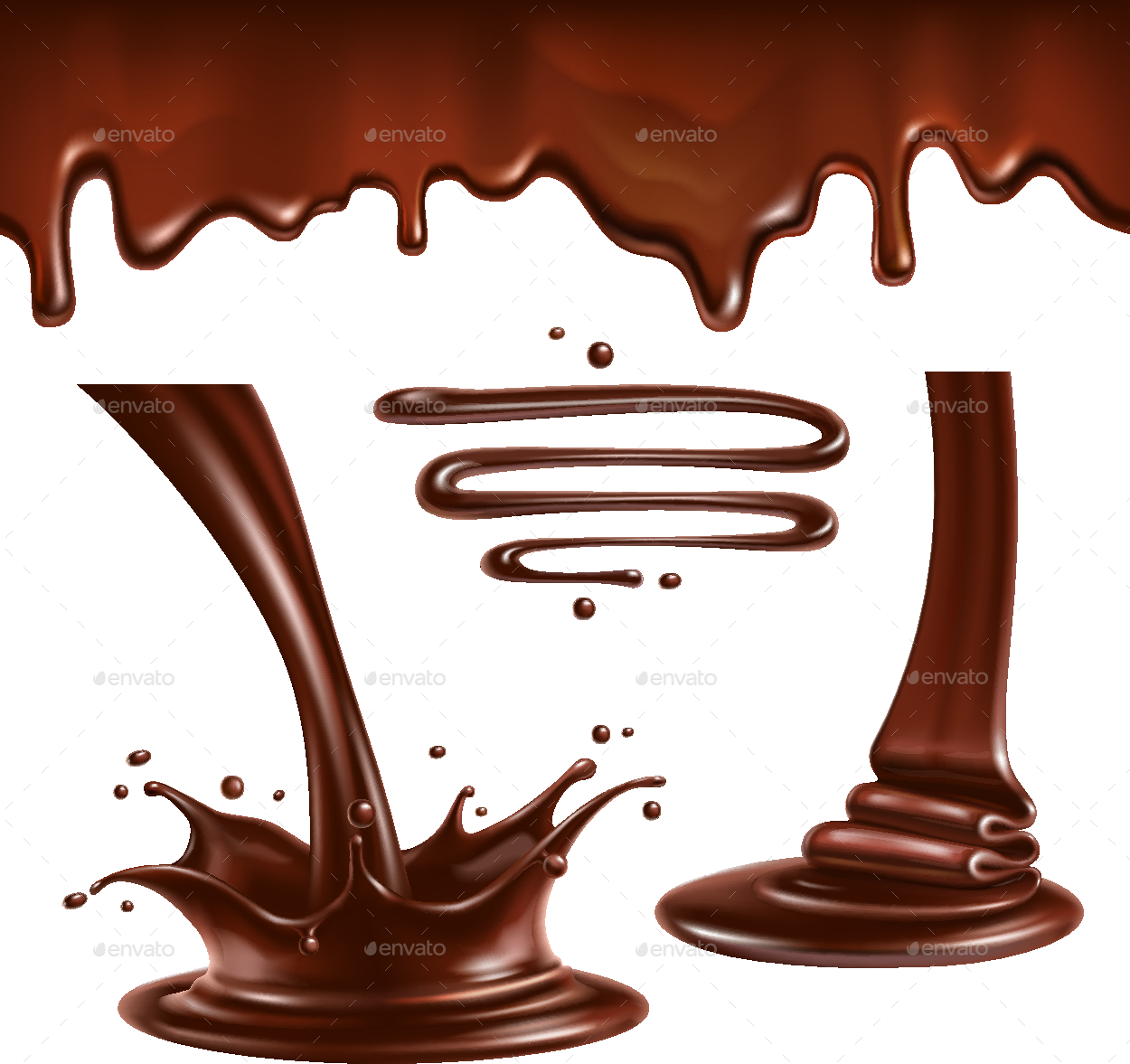 Liquid Chocolate Splashes And Drops By Miav Graphicriver